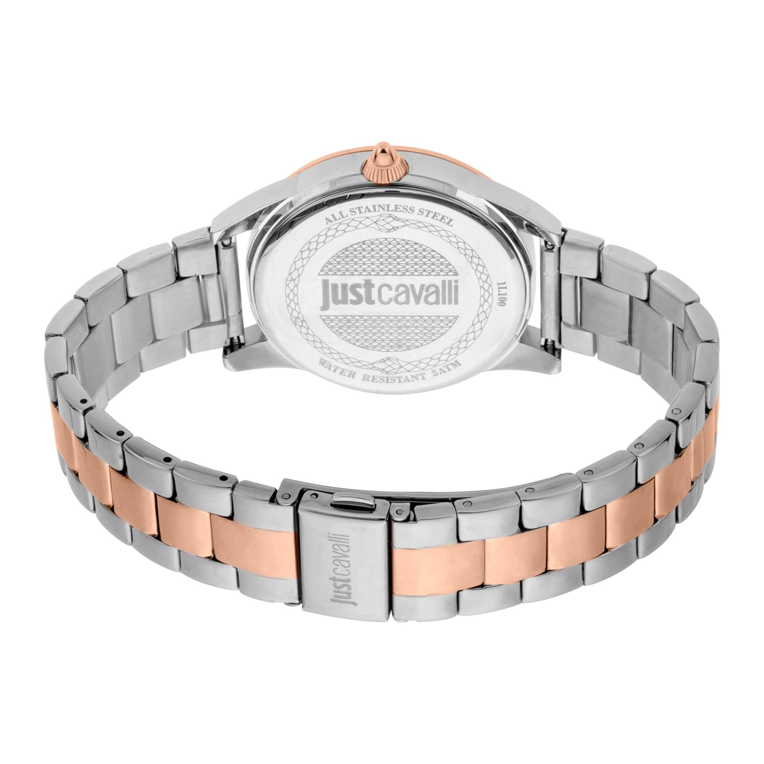 JUST CAVALLI Bold JC 40mm Steel Two Tone/Rose Gold Blue Zirconia Watch