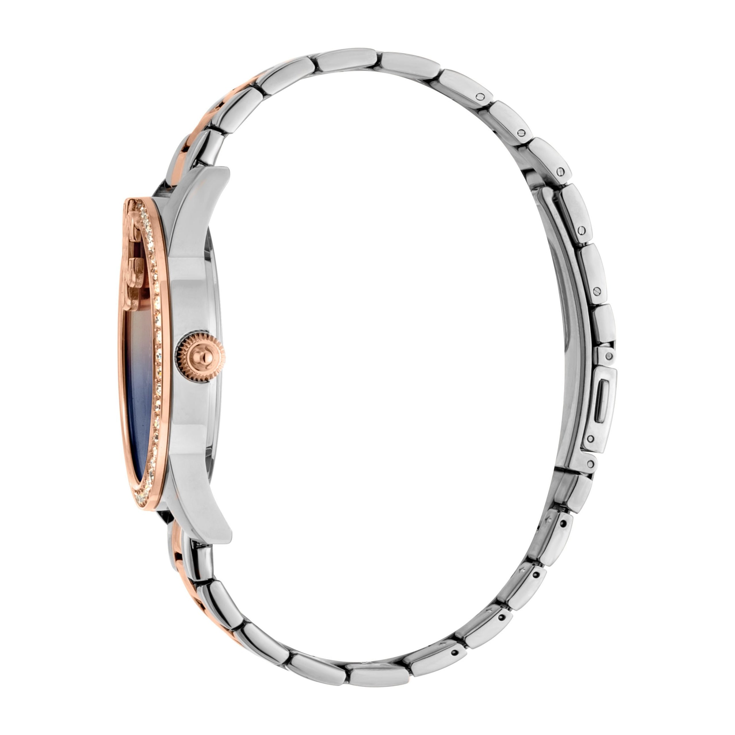 JUST CAVALLI Bold JC 40mm Steel Two Tone/Rose Gold Blue Zirconia Watch