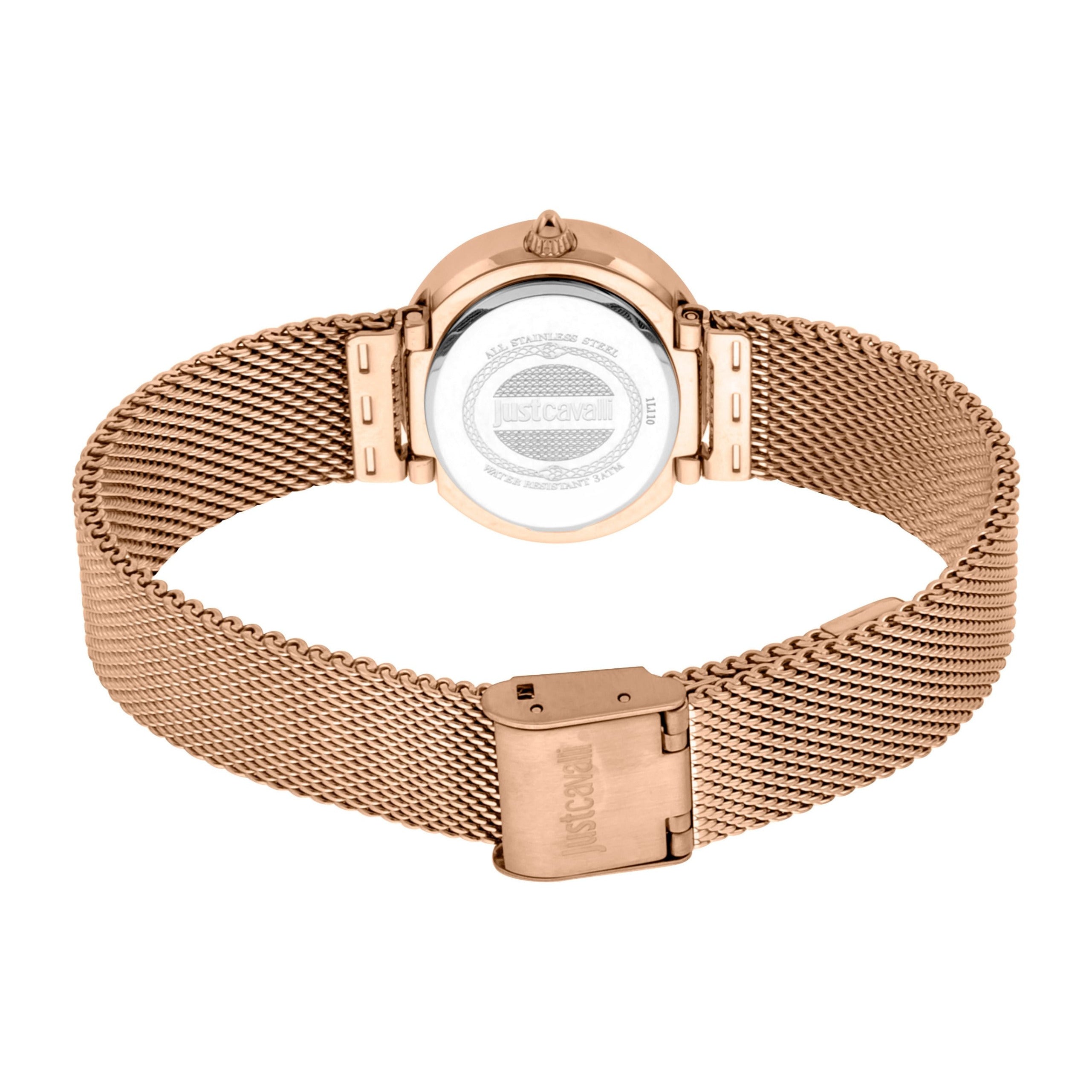 JUST CAVALLI Jungle Fever Steel Milanese Zirconia Rose Gold Watch