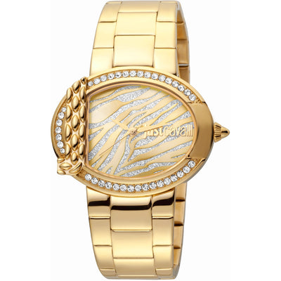 JUST CAVALLI Eve Steel Bling Zirconia Gold Tone/Champagne Watch