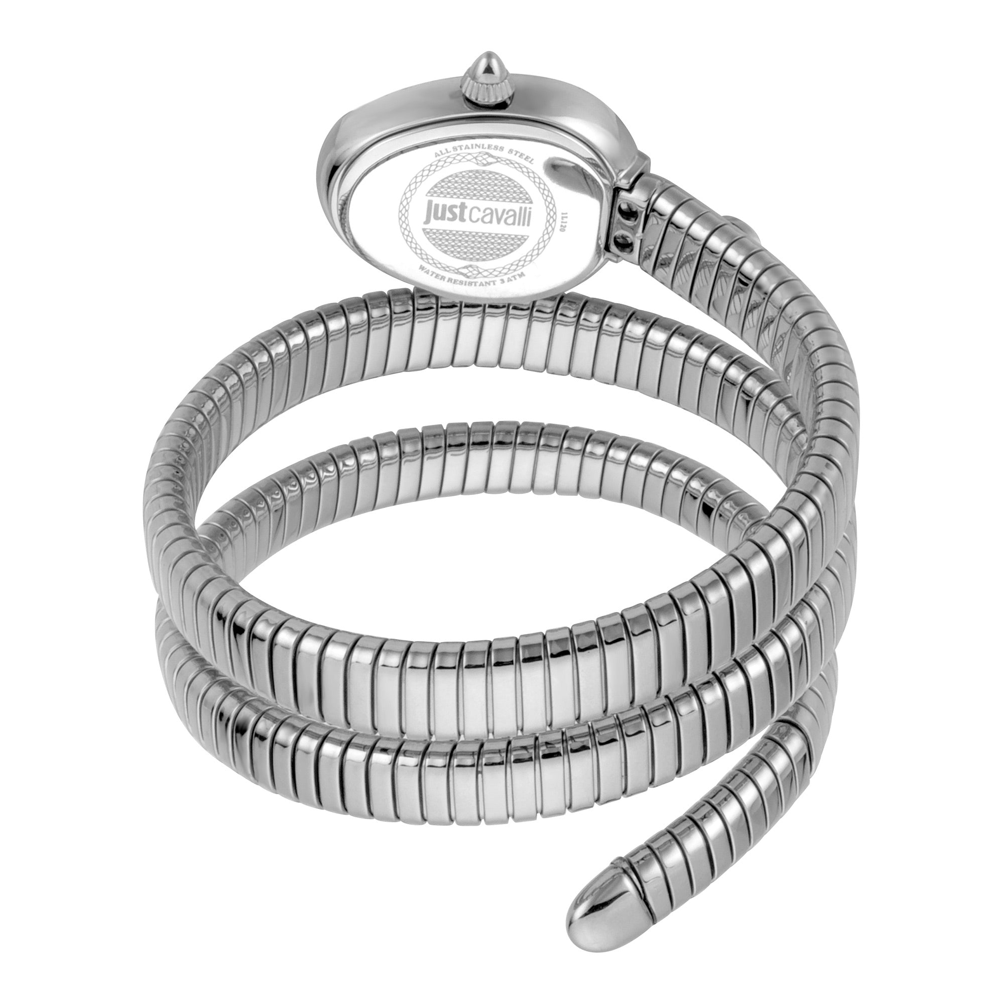 JUST CAVALLI Eva Snake Twist Silver Zirconia Watch