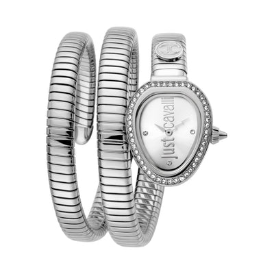 JUST CAVALLI Eva Snake Twist Silver Zirconia Watch