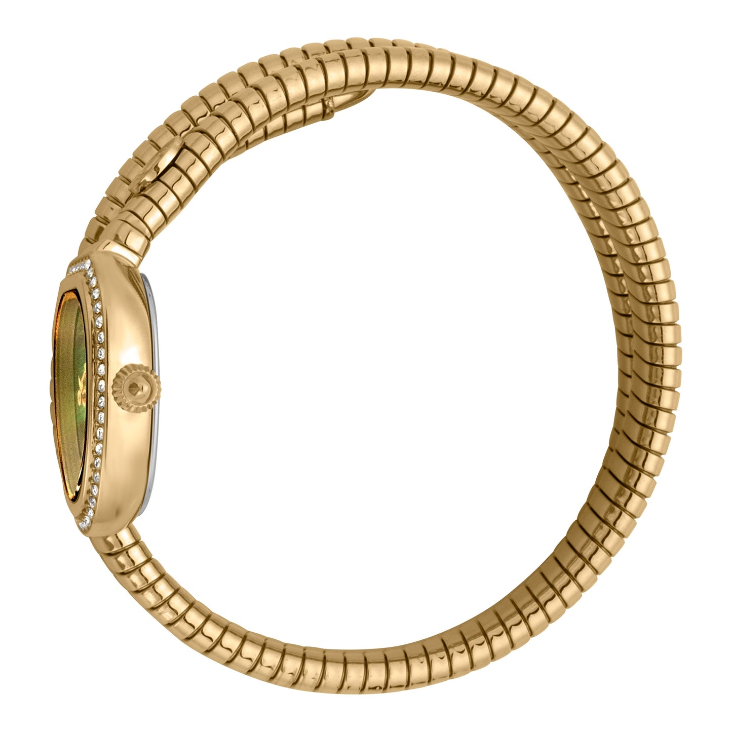 JUST CAVALLI Eva Snake Twist Zirconia Gold/Green Watch