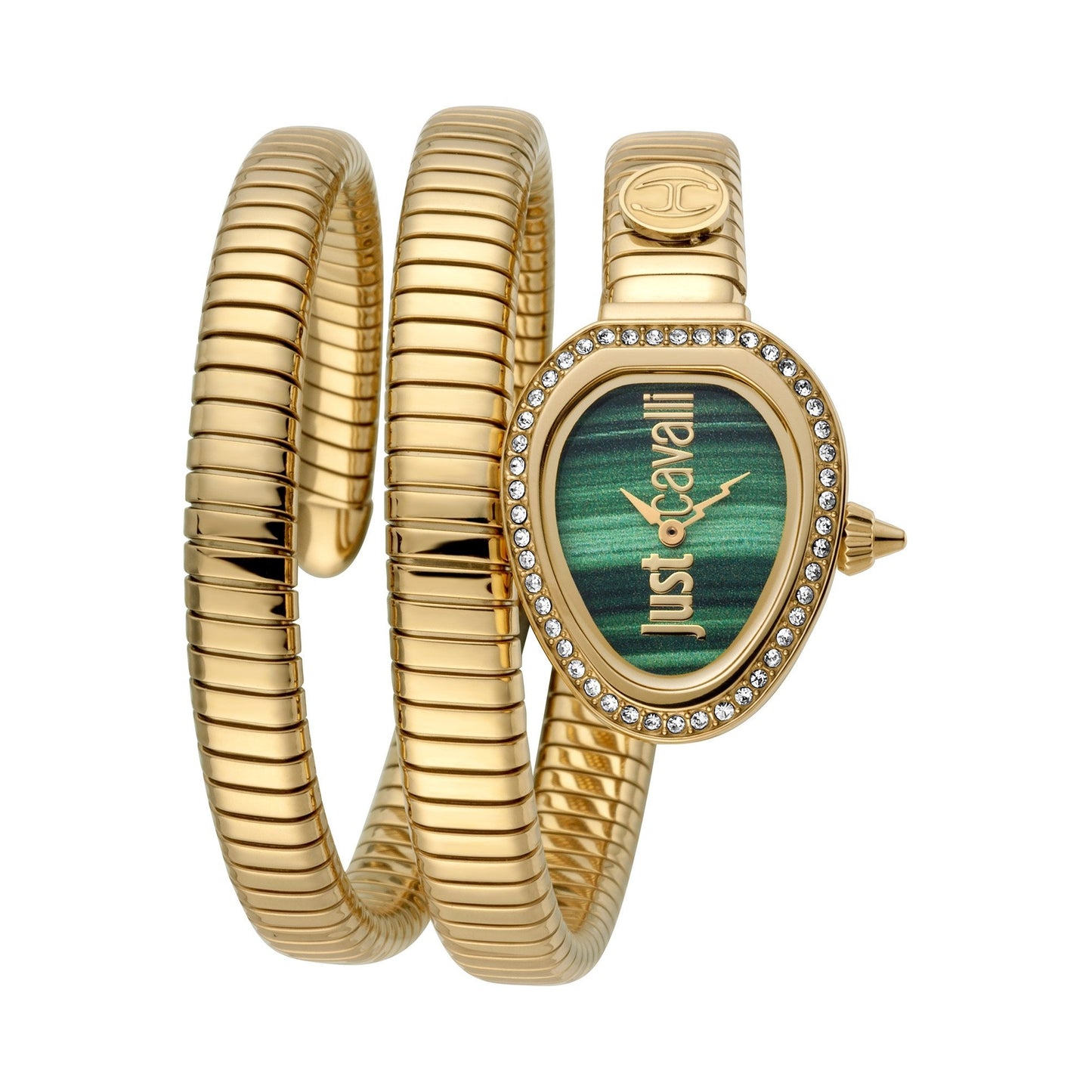 JUST CAVALLI Eva Snake Twist Zirconia Gold/Green Watch