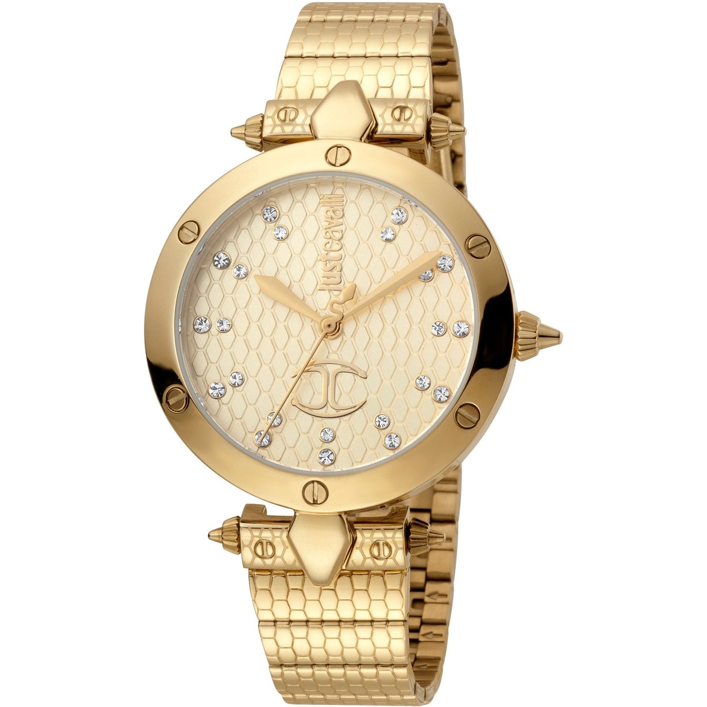 JUST CAVALLI Shield Steel Zirconia Gold Watch