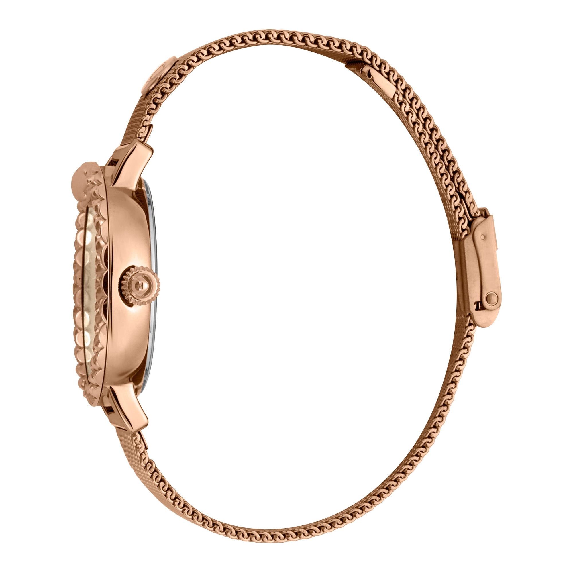 JUST CAVALLI Forest Steel Milanese Rose Gold Watch