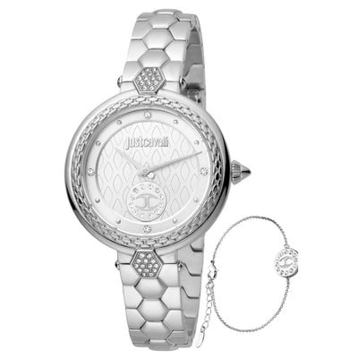 JUST CAVALLI Bravado Bling Diamante Zirconia Steel + Free Bracelet Watch