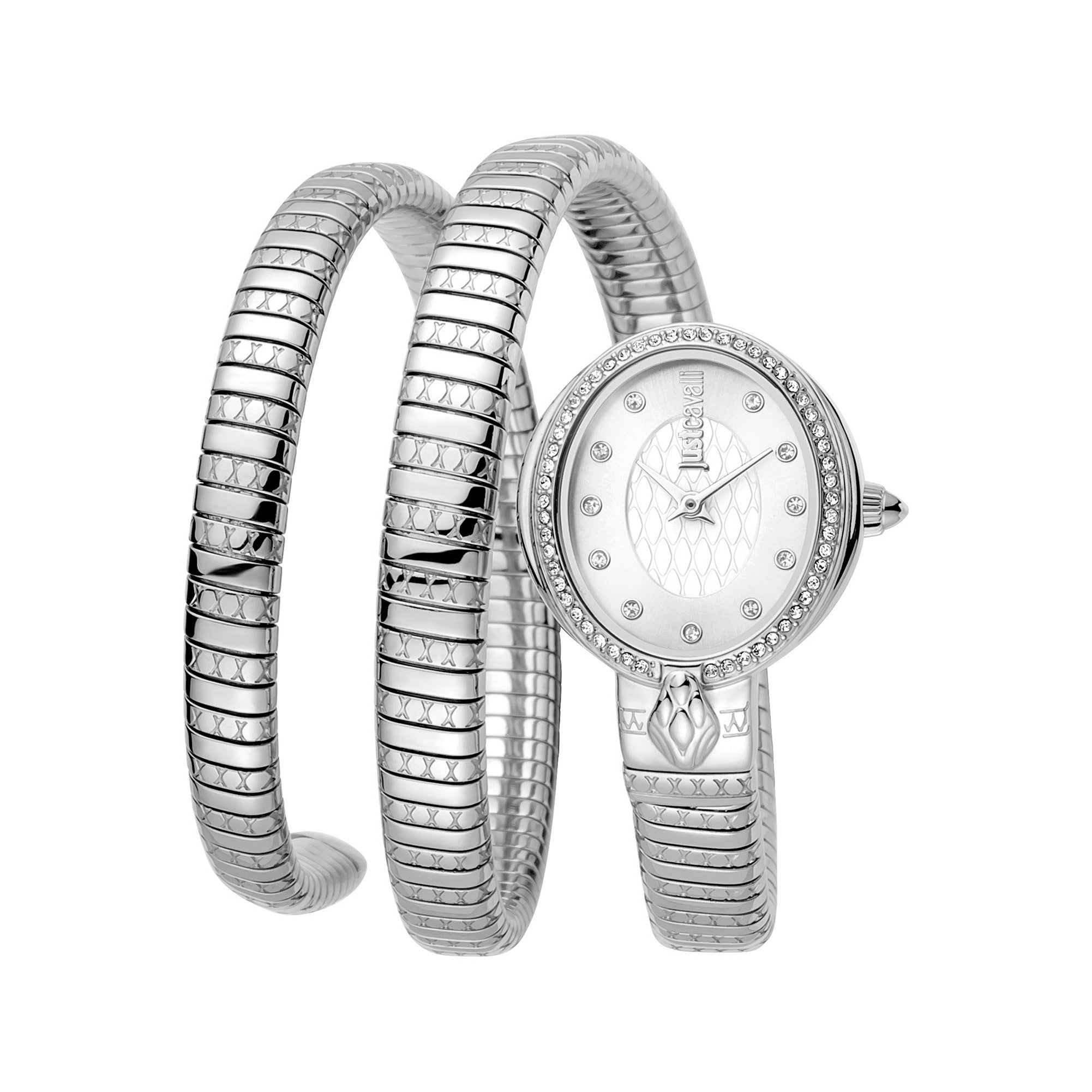 JUST CAVALLI Dante Viper Double Twist Silver Watch