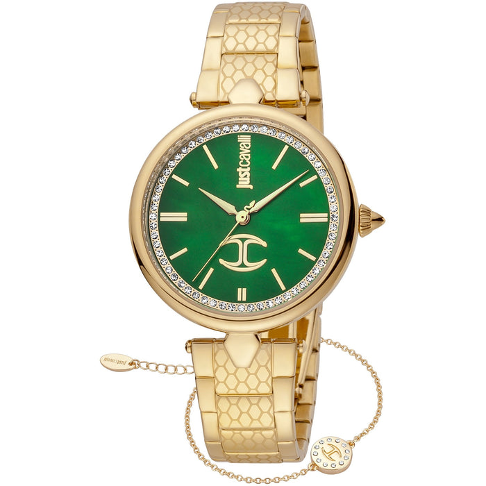 JUST CAVALLI Freedom Diamante Zirconia Steel Green + Free Bracelet Watch
