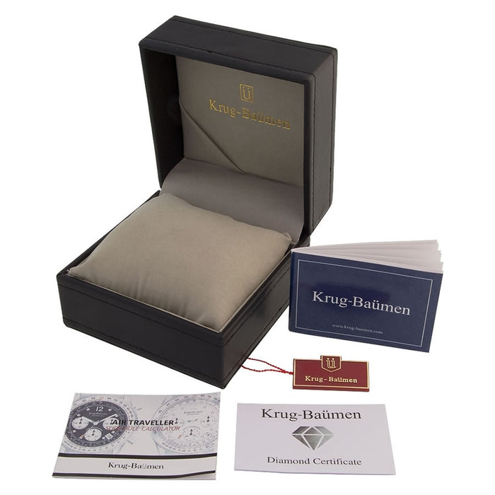 KRUG BAUMEN Men's Air Traveller Diamond Watch 46mm Gold/Black