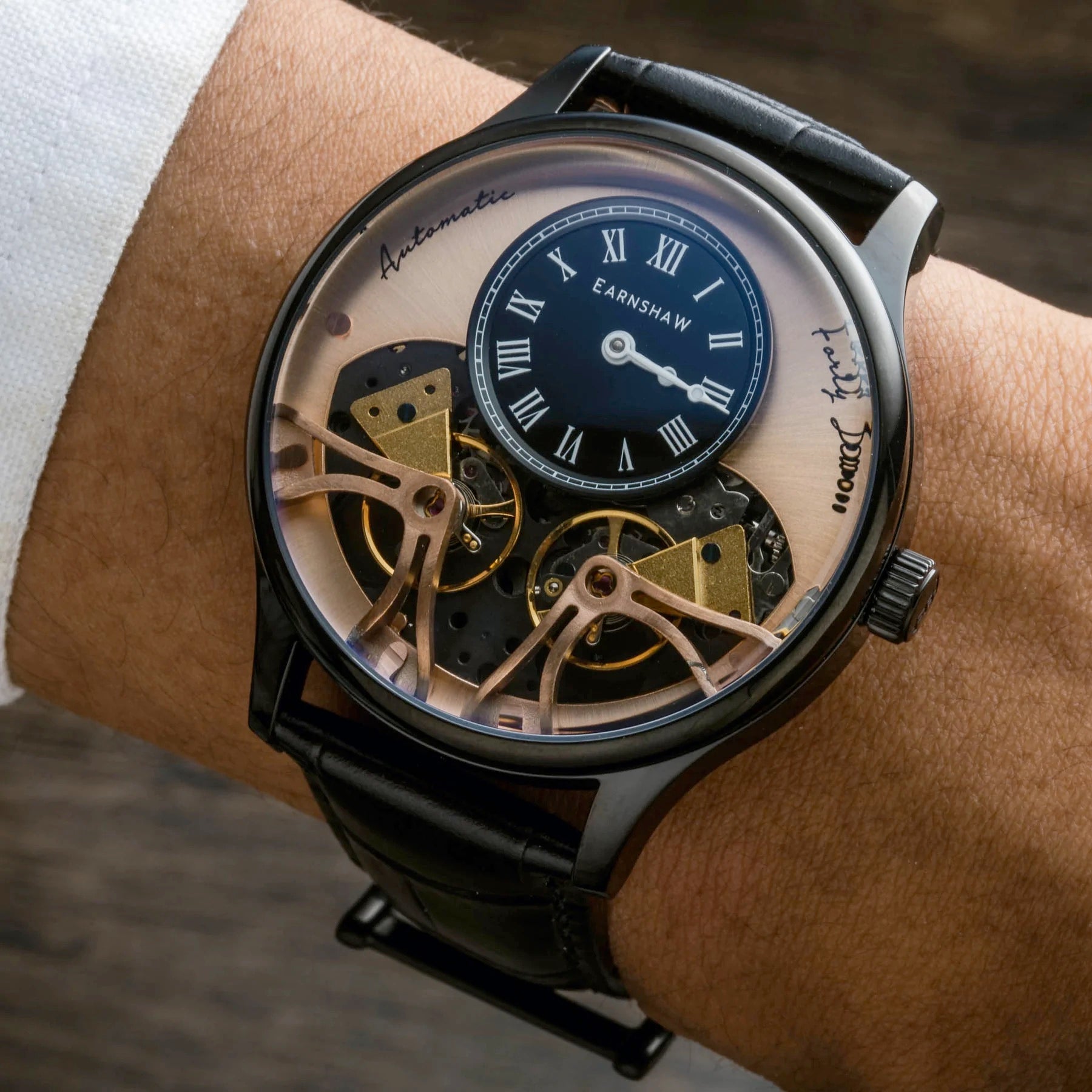 THOMAS EARNSHAW FARADAY DOUBLE BARREL AUTOMATIC Midnight Rose ES-8179-0D Watch