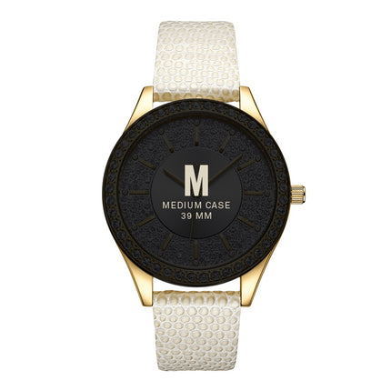 JBW Mondrian 10 YR Anniversary 18k Gold Plated Light Beige 12 Diamonds Watch