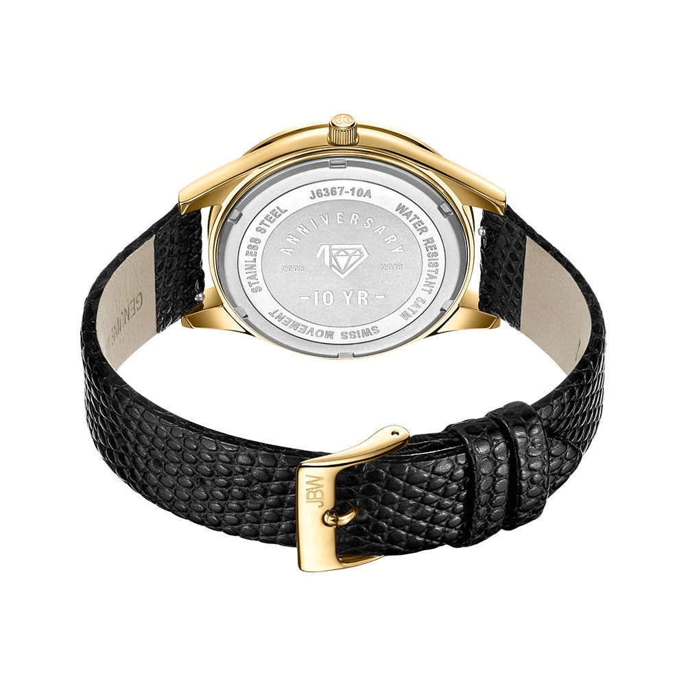 JBW Mondrian 10 YR Anniversary 18k Gold Plated 12 Diamonds Watch