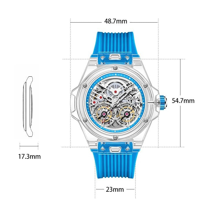 ONOLA Clear Series Plastic Transparent AUTOMATIC Double Barrel Watch