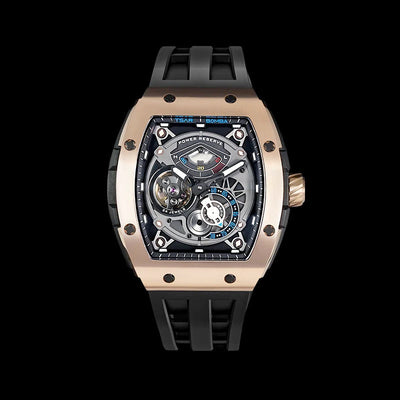 TSAR BOMBA Men's Automatic Power Reserve Watch TB8210A Rose Gold / Black