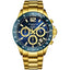 STUHRLING ORIGINAL Monaco Le Mans Aquadiver Full Gold Blue Watch