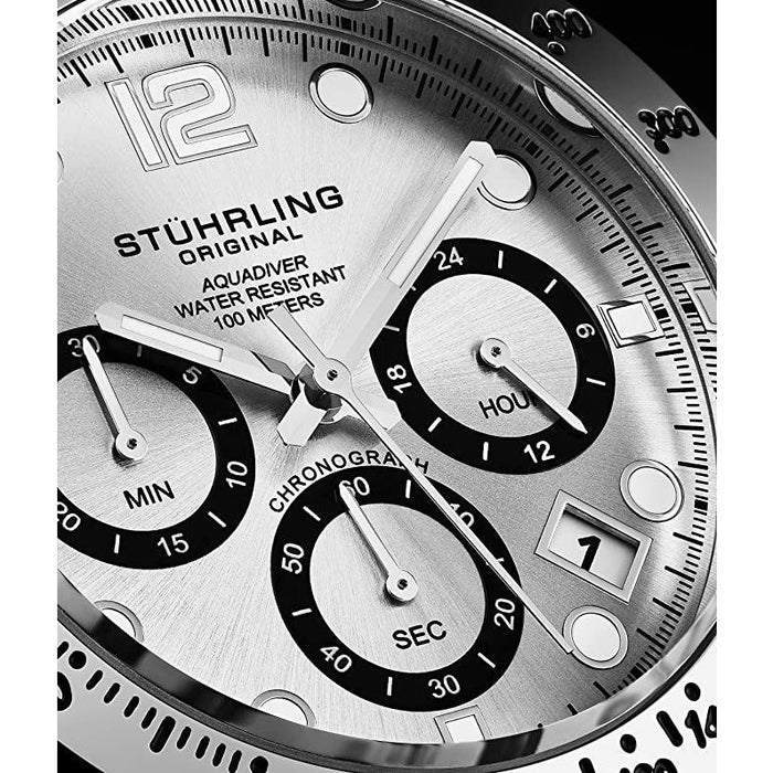 STUHRLING ORIGINAL Monaco Le Mans Aquadiver Silver Watch