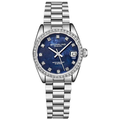 STUHRLING ORIGINAL Lady Lineage 31mm Blue Mother of Pearl Watch