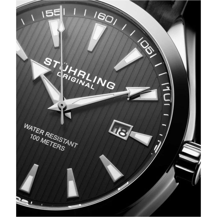 STUHRLING ORIGINAL Forte 42mm Classic Leather Black Watch