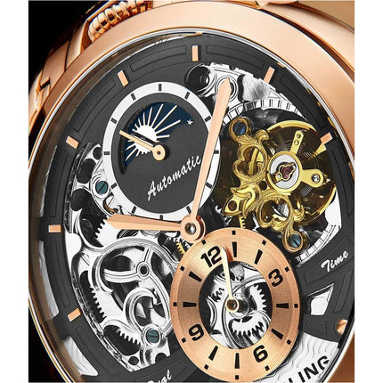 STUHRLING ORIGINAL Menai Automatic 47mm Skeleton Rose Gold Watch