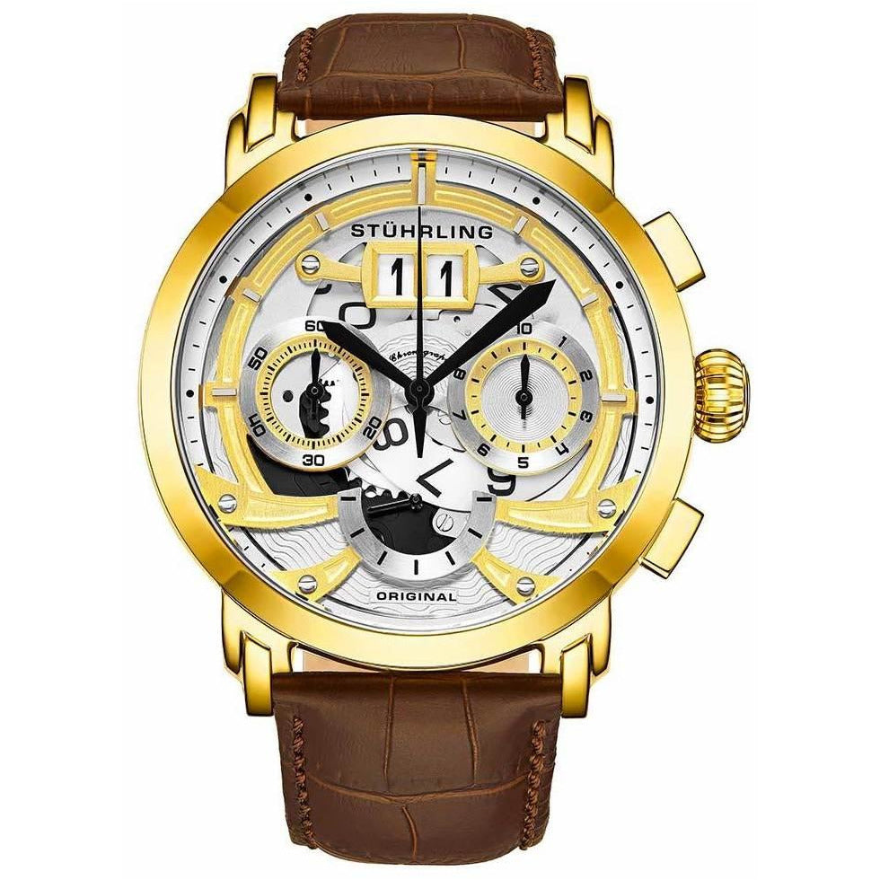 STUHRLING ORIGINAL Andover Chronograph 47mm Gold/Brown Watch