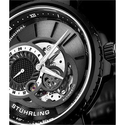 STUHRLING ORIGINAL Jet Engine Automatic 45mm Skeleton Ion Black Watch