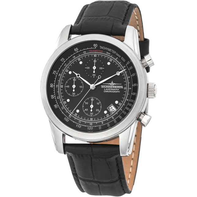 THUNDERBIRDS Landmark Chronograph Leather Black Watch