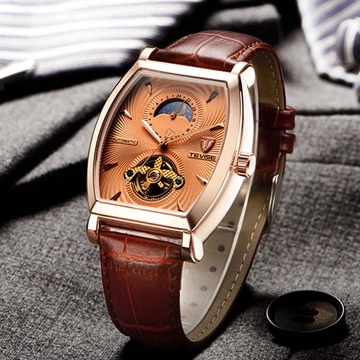 TEVISE Tonneux Barista Wheel Moonphase Automatic Brown/Rose Gold/Rose Watch