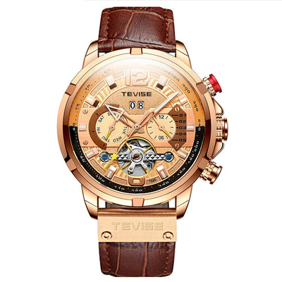 TEVISE Albatross Leather Rose Gold/Gold Watch