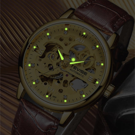 TEVISE Metropolis Leather Gold Watch