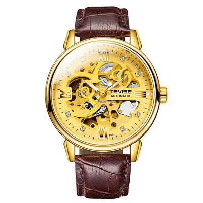 TEVISE Metropolis Leather Gold Watch