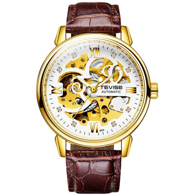 TEVISE Metropolis Leather Gold/White Watch