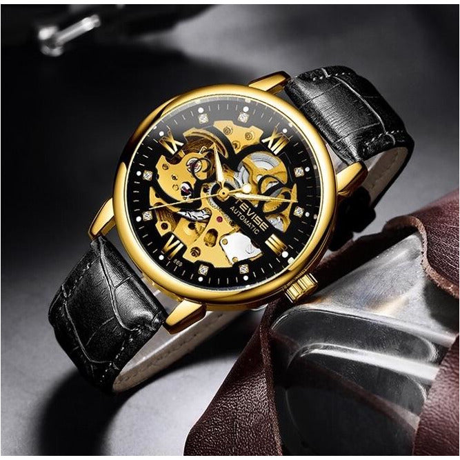 TEVISE Metropolis Leather Gold Watch