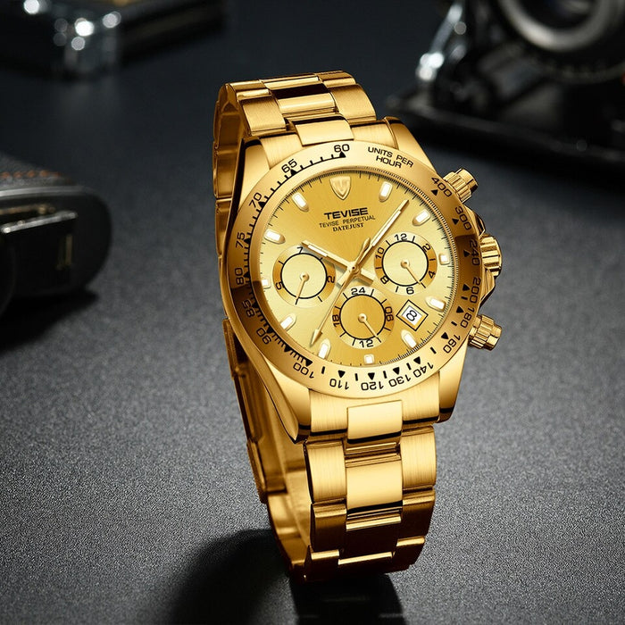 TEVISE Californian Racer Perpetual Automatic Gold/Gold Watch