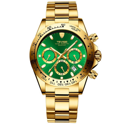 TEVISE Californian Racer Perpetual Automatic Gold/Green Watch