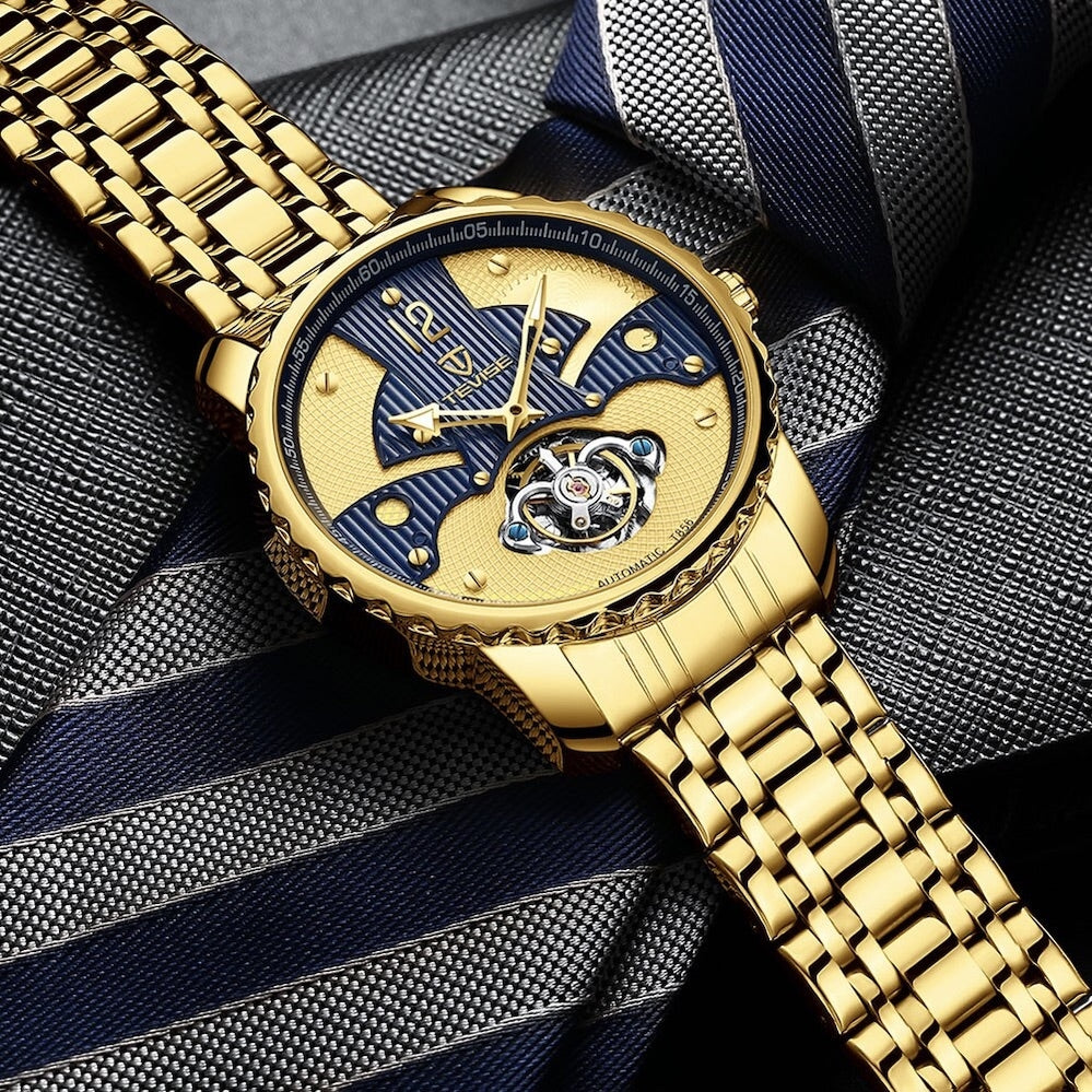 TEVISE La Crosse Automatic Gold/Blue Watch