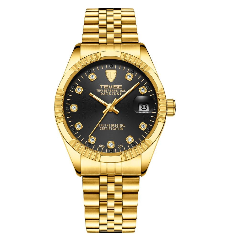 TEVISE Classic Automatic Calendar Gold/Black Watch