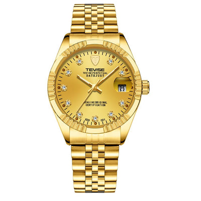 TEVISE Classic Automatic Calendar Gold/Gold Watch