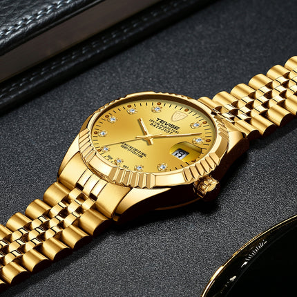 TEVISE Classic Automatic Calendar Gold/Gold Watch