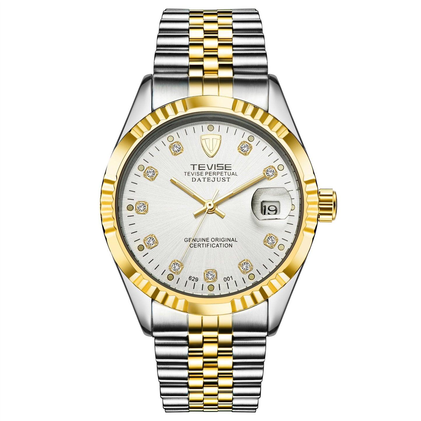 TEVISE Classic Automatic Calendar Two Tone/Silver Watch