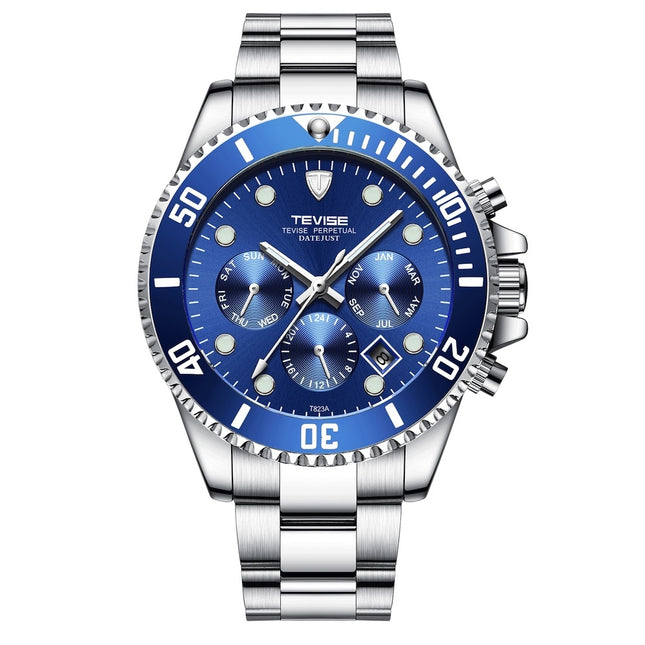 TEVISE Perpetual Automatic Blue Watch