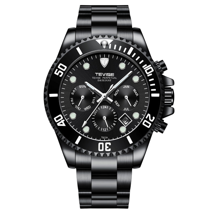 TEVISE Perpetual Automatic Ionic Black Watch