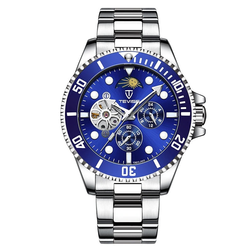 TEVISE Perpetual Automatic Flower Moon Blue Watch