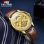 TEVISE Pirogue II Leather Automatic Moonphase Silver/Gold/White Trim Watch