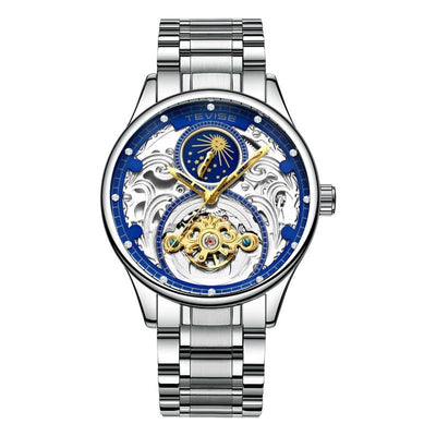 TEVISE Pirogue Automatic Moonphase Silver/Blue Watch