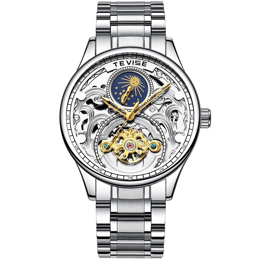 TEVISE Pirogue Automatic Moonphase Silver/White Watch