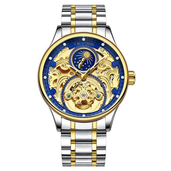 TEVISE Pirogue Automatic Moonphase Two Tone/Blue Watch