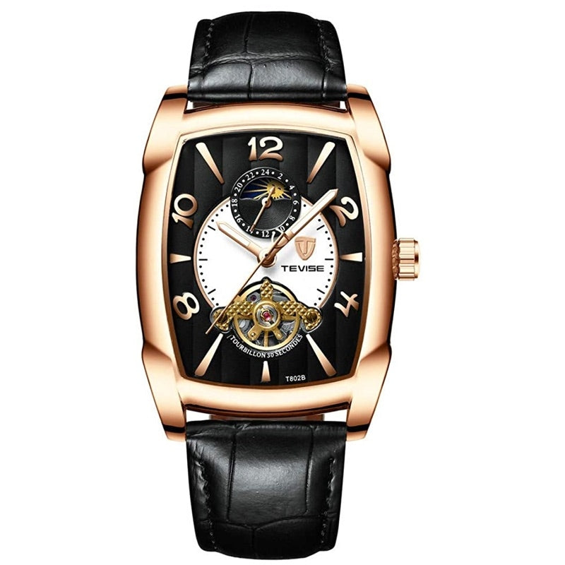 TEVISE Spanish Tourbillon Automatic Rose Gold/Black Watch