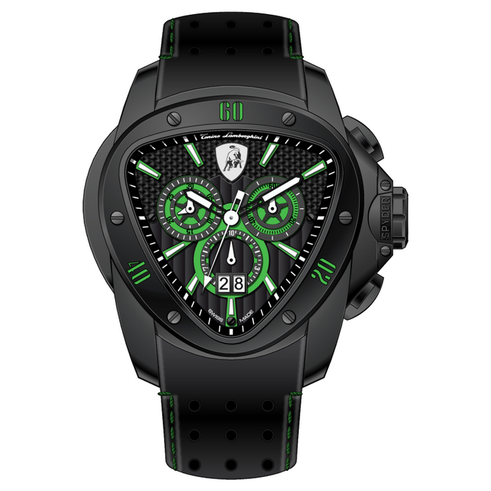 TONINO LAMBORGHINI Spyder Black Green Trim Watch