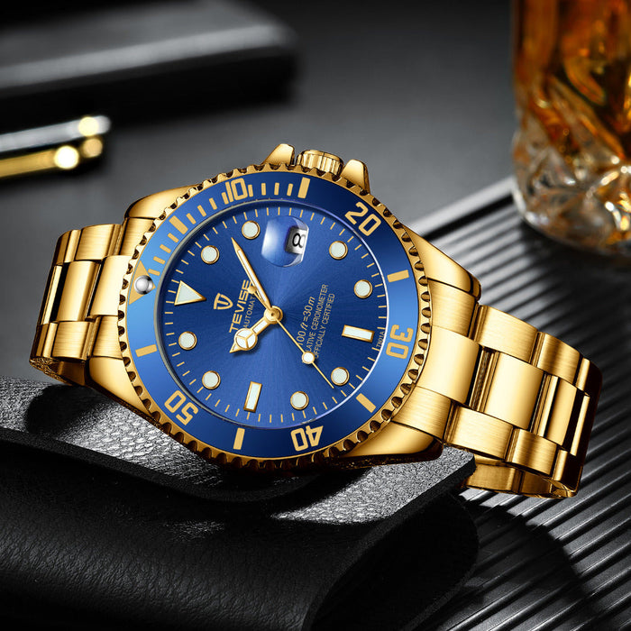 TEVISE Tribute Automatic Gold/Blue Watch